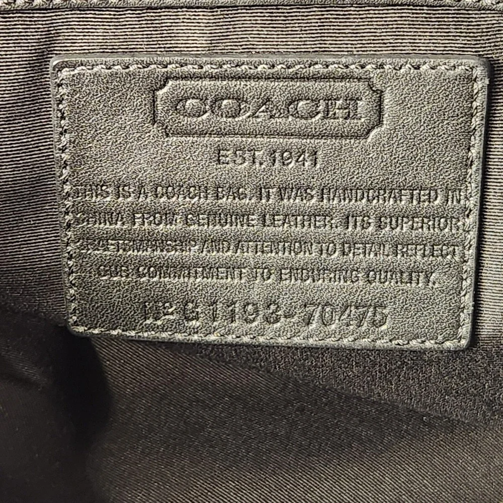 Coach Mens Messenger Bag Black‎ Leather Embossed Op Art Crossbody 70475